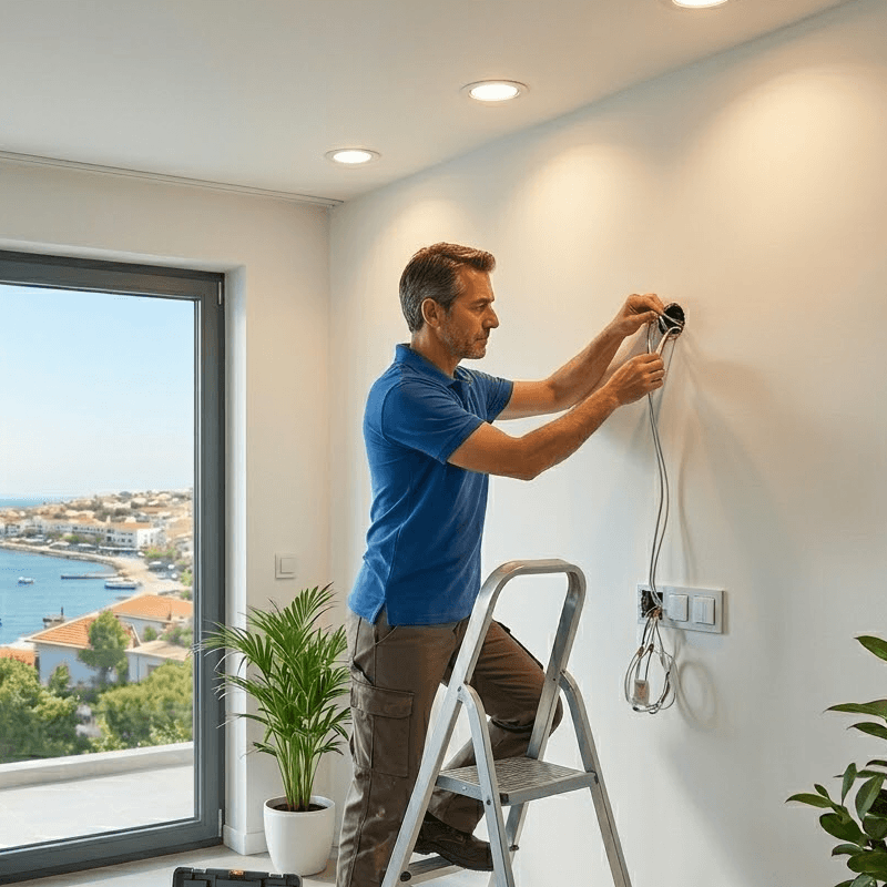 Güvenli elektrik hattı çekip modern aydınlatma kurar.